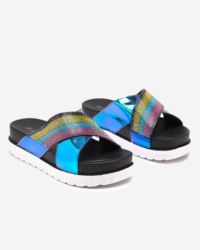 OUTLET Chaussons holographiques noirs à sequins pour femme Yalay - Footwear