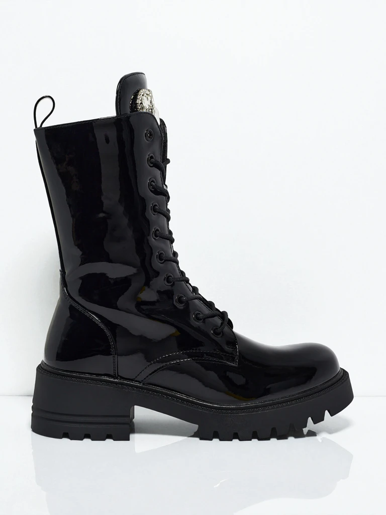 Bottines vernies à lacets pour femmes Emelune