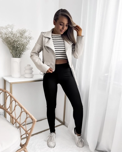 Leggings côtelés pour femme en noir - Vêtements