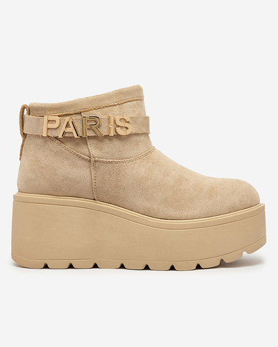 Royalfashion Beige chaussures femme a'la bottes de neige avec ornement Parisela