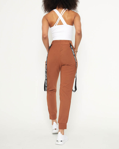 Pantalon cargo pour femme avec bretelles camel - Vêtements