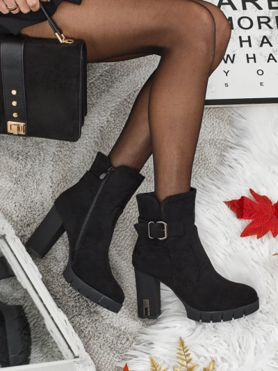 Bottines femme en éco-daim à talons épais Liravie