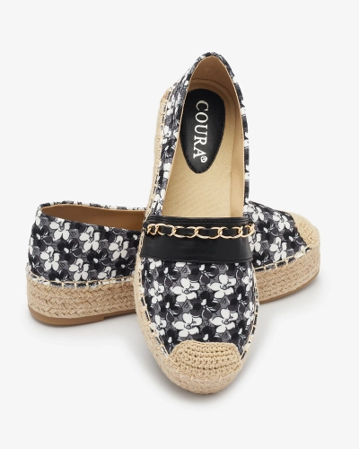 Espadrilles florales noires Azzaxi- Footwear