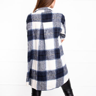 Chemise femme à carreaux bleu marine - Vêtements
