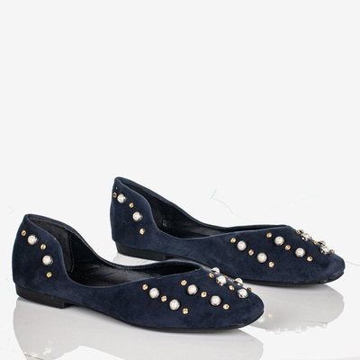 Ballerines femme bleu foncé avec perles Emanossa - Chaussures 1
