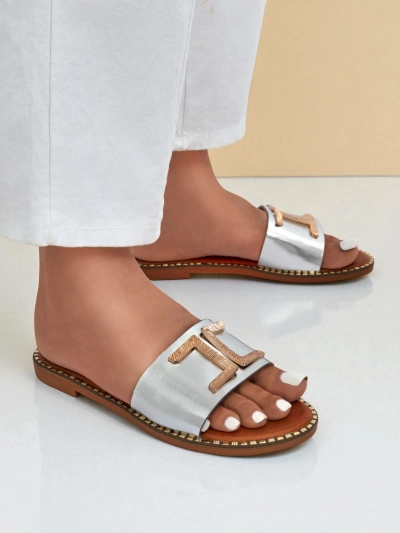 Royalfashion Mules en cuir écologique pour femme avec décoration Gildra