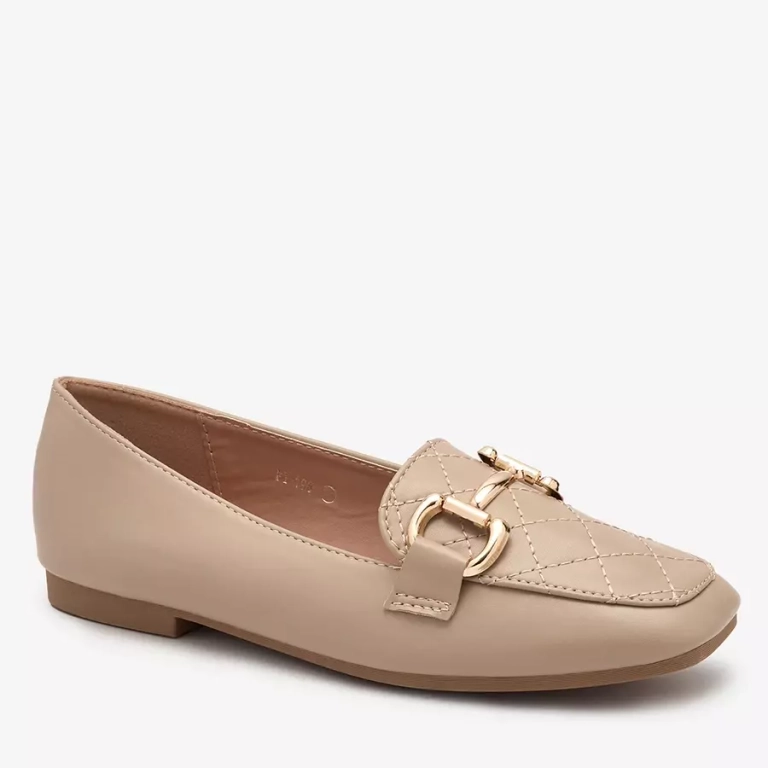 Royalfashion Mocassins matelassés pour femmes marron clair avec ornements dorés Wetifa