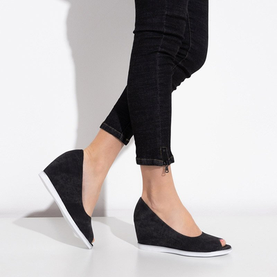 OUTLET Chaussures compensées peep toe femme gris foncé Kaqia - Chaussures