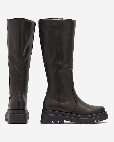 Bottes noires pour femmes en cuir écologique Roterika - Chaussures