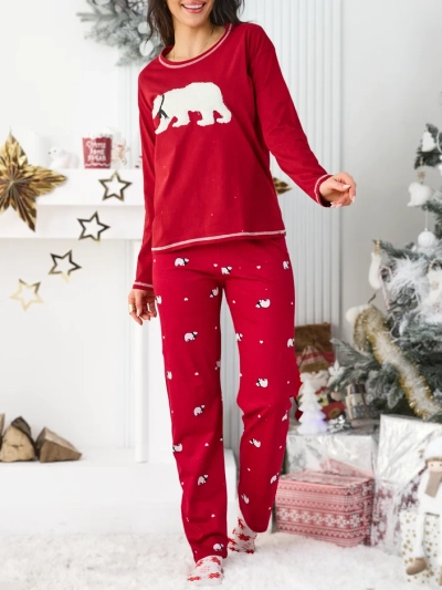 Pyjamas en coton pour femmes Royalfashion Noël avec ours polaire