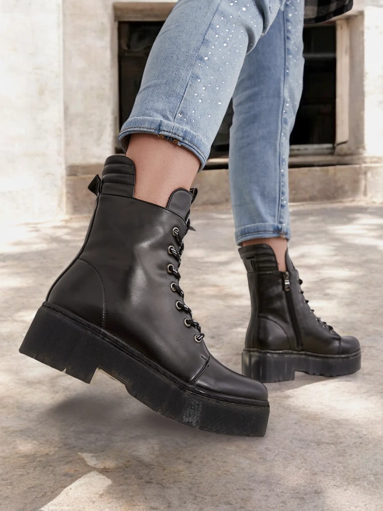 Royalfashion Bottines pour femmes en cuir éco-travail Fewor