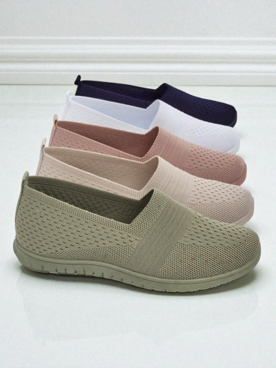 Mocassins pour femmes Gaia Verde – chaussures vertes confortables en tissu à talons plats