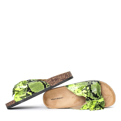 Chaussons en peau de serpent vert fluo Snake Skin - Footwear