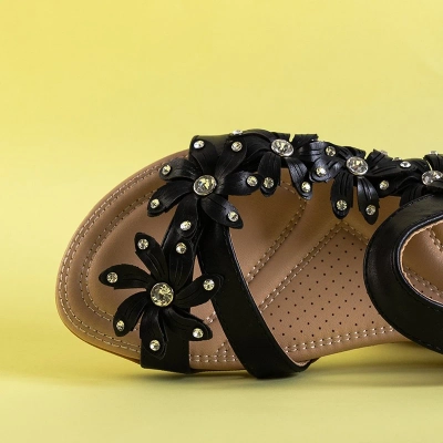 OUTLET Sandales femme noires à fleurs Aflori - Footwear