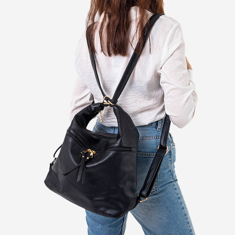 Sac à main noir pour femme - Sac à dos en simili cuir - Accessoires