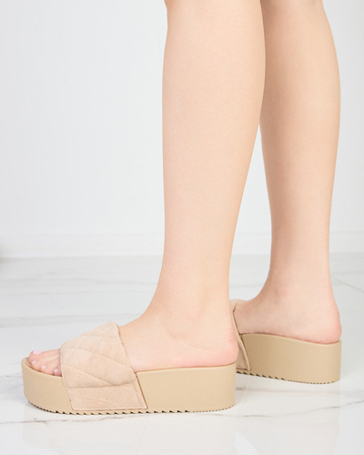 Sandales matelassées beiges pour femmes à plateforme Koriner - Footwear