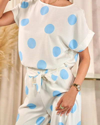 Royalfashion Ensemble bleu et blanc pour femme