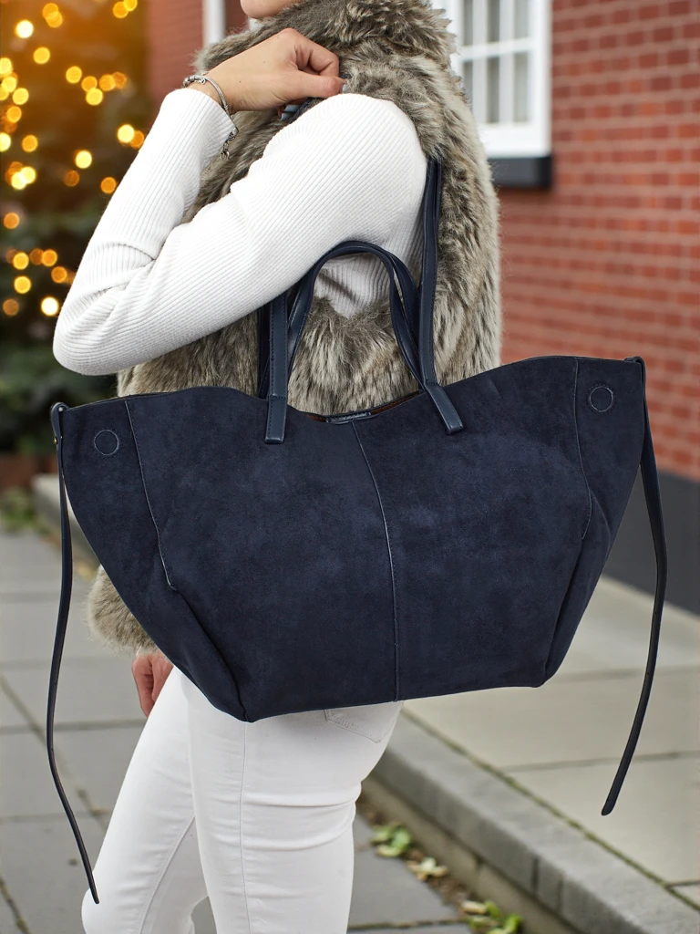 Sac à main shopper pour femmes en daim écologique avec petit sac en cuir écologique inclus 2en1 Elinea