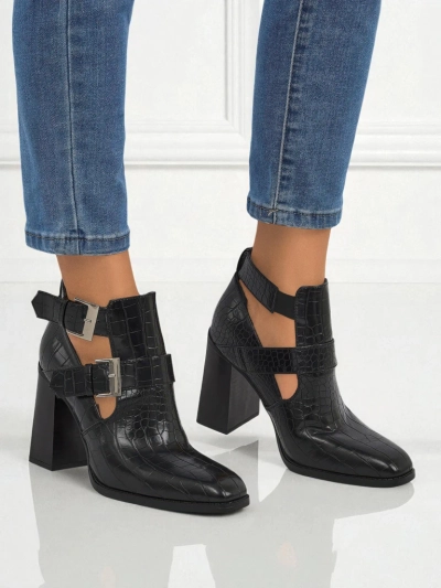 Bottines à talons épais gaufrées pour femmes Burnt Halo