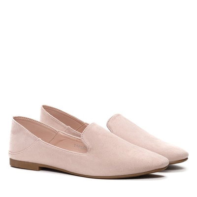 Beżowe, gładkie mokasyny- Obuwie 