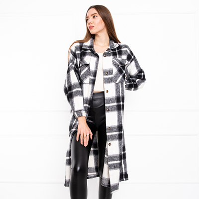 Chemise longue femme noire à carreaux - Vêtements