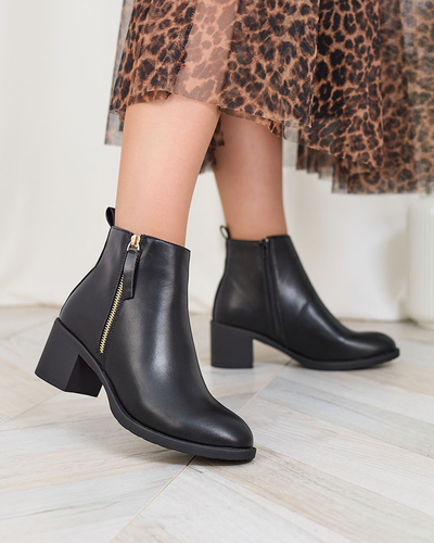 Royalfashion Bottes basses à talon aiguille pour femmes en cuir écologique noir Rejerry