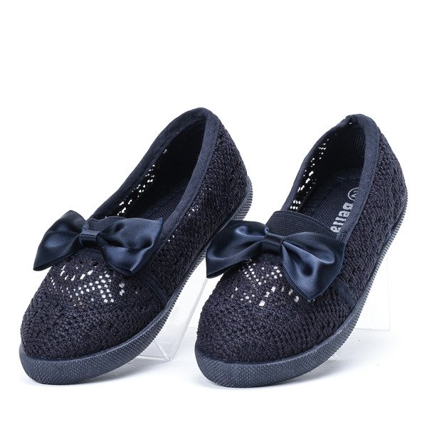OUTLET Baskets fille bleu marine à nœud en satin Sugar Boomb - Footwear