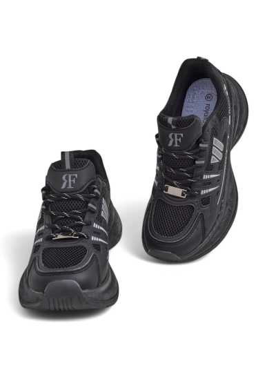 Chaussures de sport pour femmes Royalfashion Hypatia noires à talon plat de 5 cm