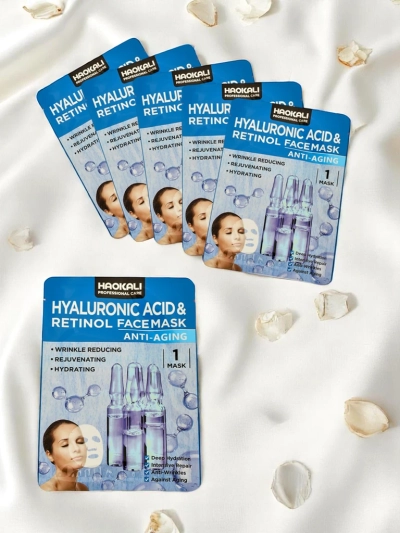Haokali - Masque facial avec acide hyaluronique et rétinol - hydrate, revitalise et réduit les rides