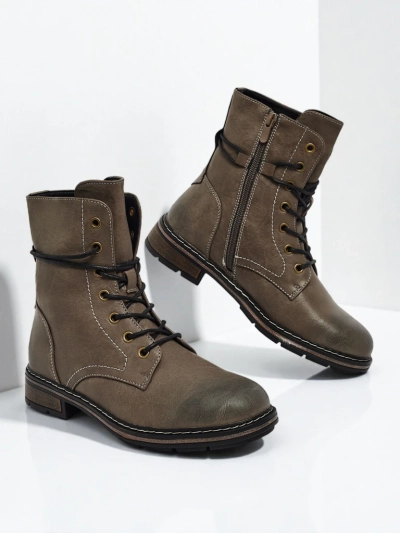 Bottines lacées pour femmes en cuir écologique Ravonna