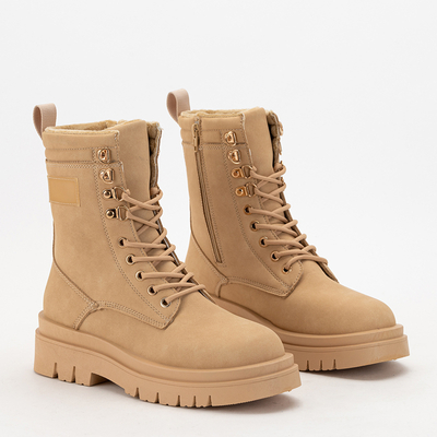 Boots femme beige Perlss- Chaussures