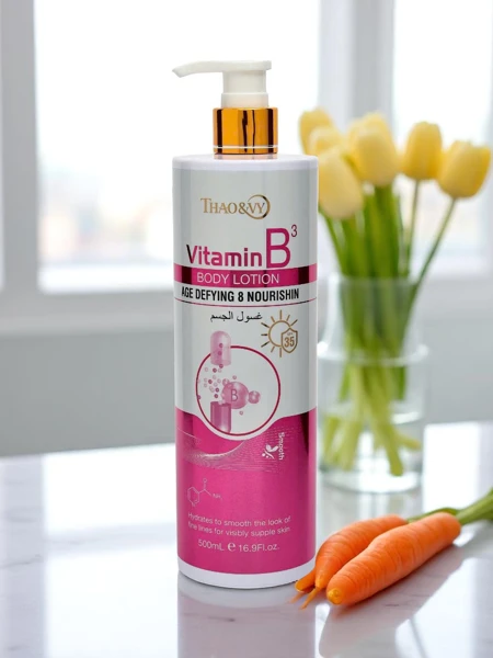 Lait corporel anti-âge et hydratant avec vitamine B3 AgeDefy