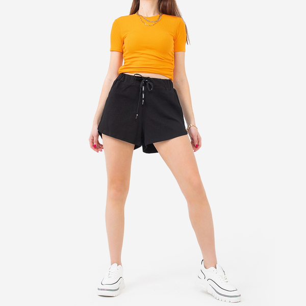 Short court femme noir avec inscription - Vêtements