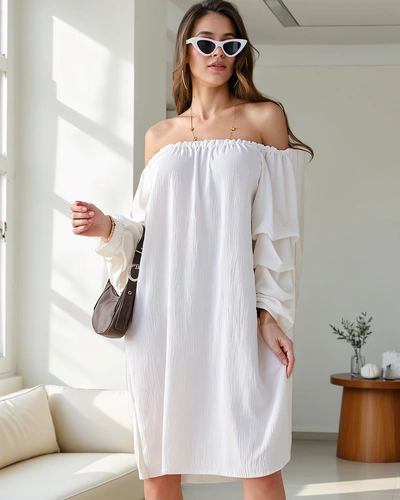 Royalfashion Robe lisse femme à la espagnole avec volants