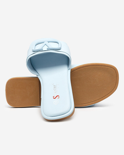 Pantoufles en cuir écologique pour femmes Cartec bleu - Chaussures