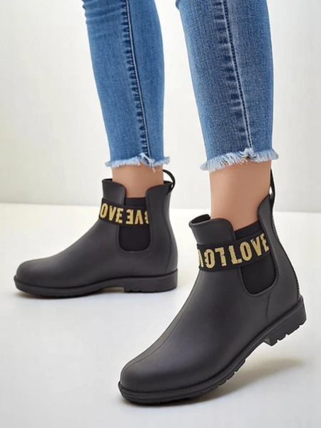Bottes de pluie mates Royalfashion pour femmes avec l'inscription Love Love