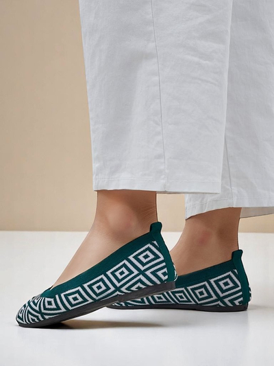 Royalfashion Ballerines en tissu pour femme avec imprimé géométrique Metric