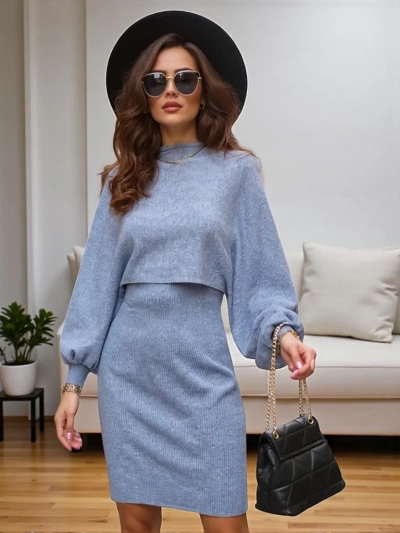 Royalfashion Ensemble femme avec pull et robe