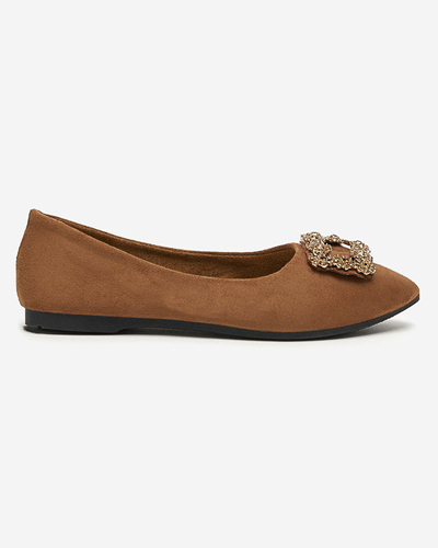 Ballerines marron pour femme en daim écologique avec ornement Linselisa - Footwear