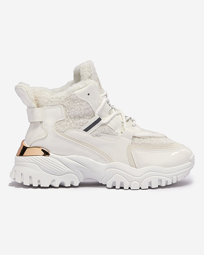 Chaussures de sport blanches pour femmes avec fourrure Sagglo- Footwear
