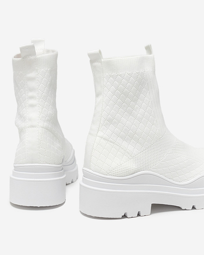 Bottines blanches pour femme à talon plat Seritis - Footwear