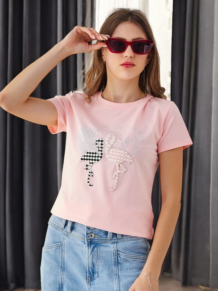 Royalfashion T-shirt en coton pour femmes Flaming Love