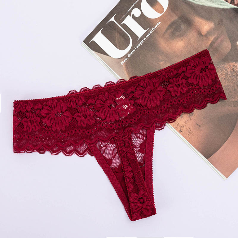 String dentelle femme bordeaux Sous-vêtements Bordeaux royal