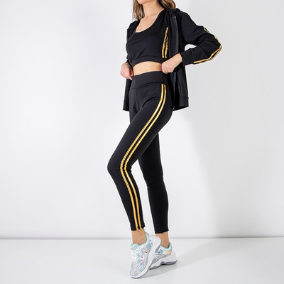 Ensemble de sport femme 3 pièces noir et or - Vêtements