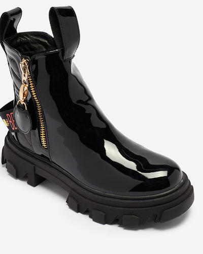 Bottines en cuir verni noir pour femme Osallu - Footwear