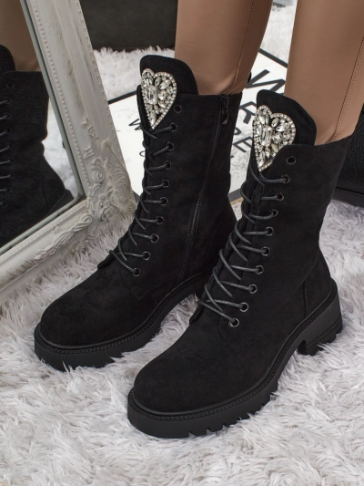 Bottines à lacets en daim écologique pour femmes Emelune