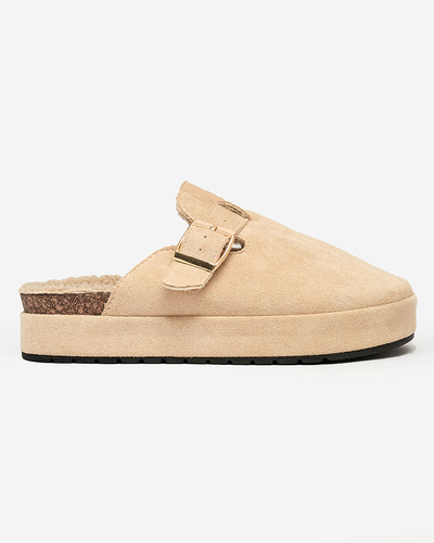 Royalfashion Pantoufles pour femmes avec peau de mouton et boucle Kajis