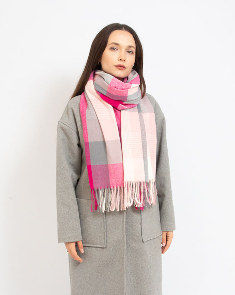 Royalfashion Pink Écharpe légère à carreaux pour femme