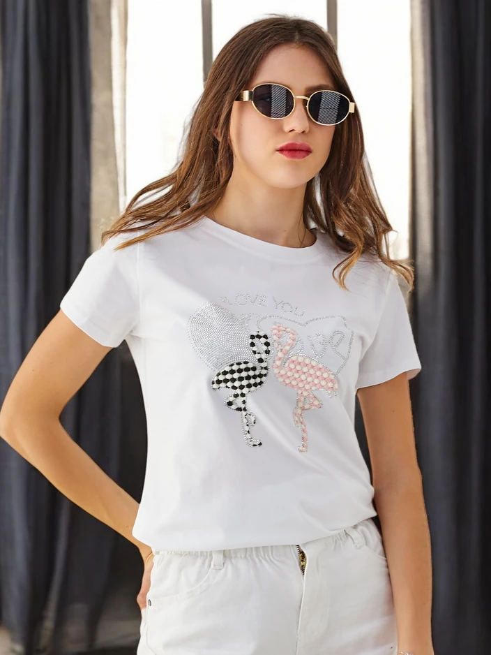 Royalfashion T-shirt en coton pour femmes Flaming Love