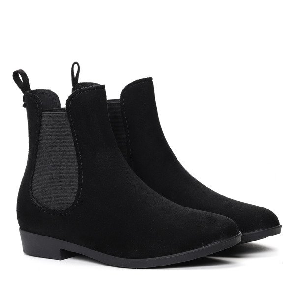 Czarne sztyblety z eko-zamszu- Obuwie